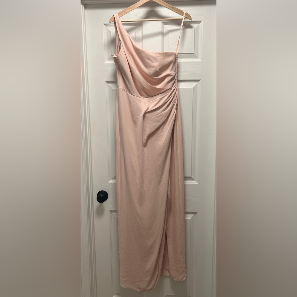 BHLDN Pink Asymmetrical One Shoulder Dress with Slit - Picture 4 of 4